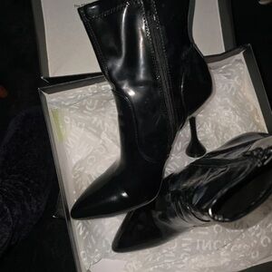 INC International Concepts Glossy Black Heeled Boots